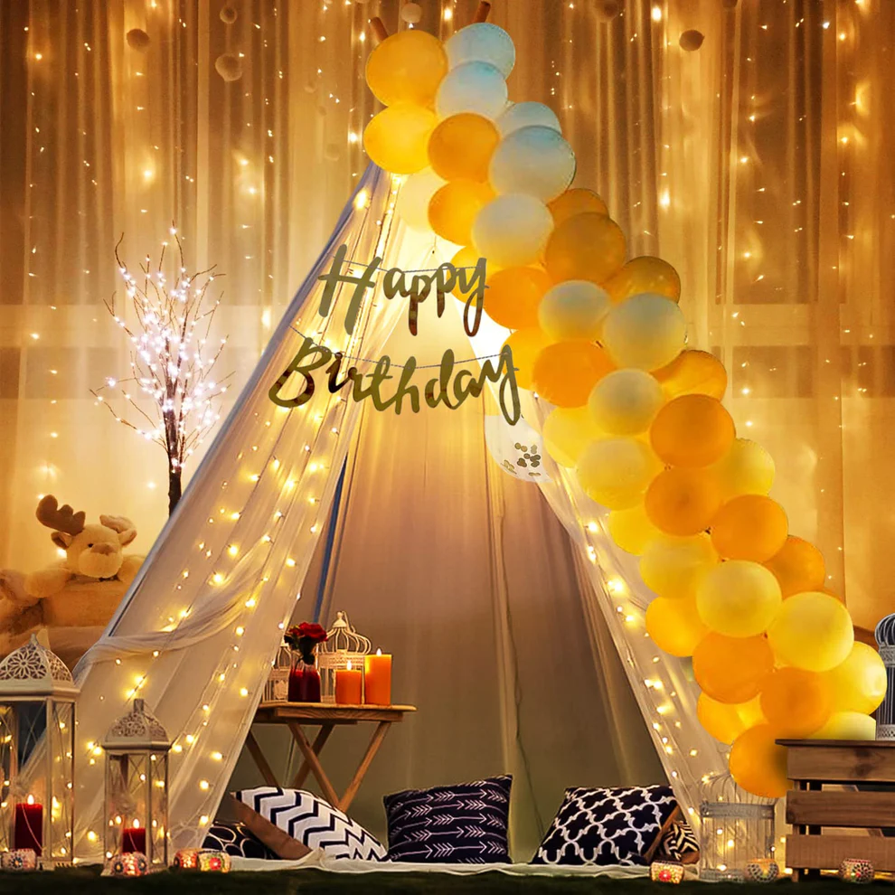 Birthday Decoration Items - 26 Pcs (White & Gold)