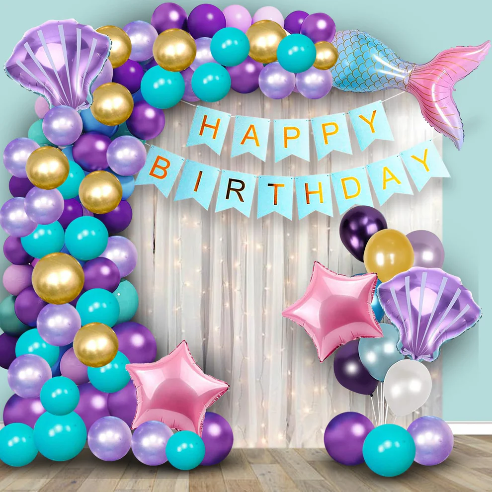 Mermaid Theme Birthday Decoration Kit – 62 Pcs