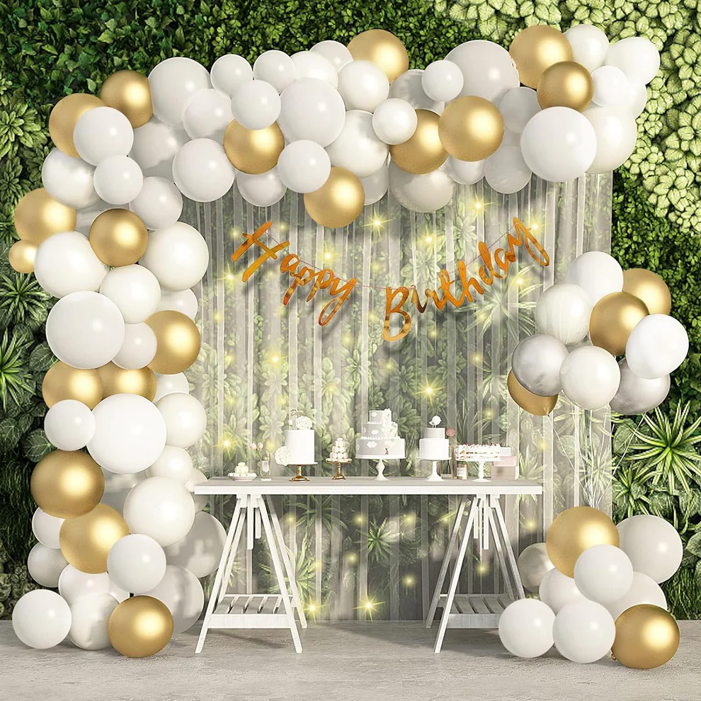 White & Gold Birthday Decoration Kit – 70 Piece Elegant Party Decor Combo